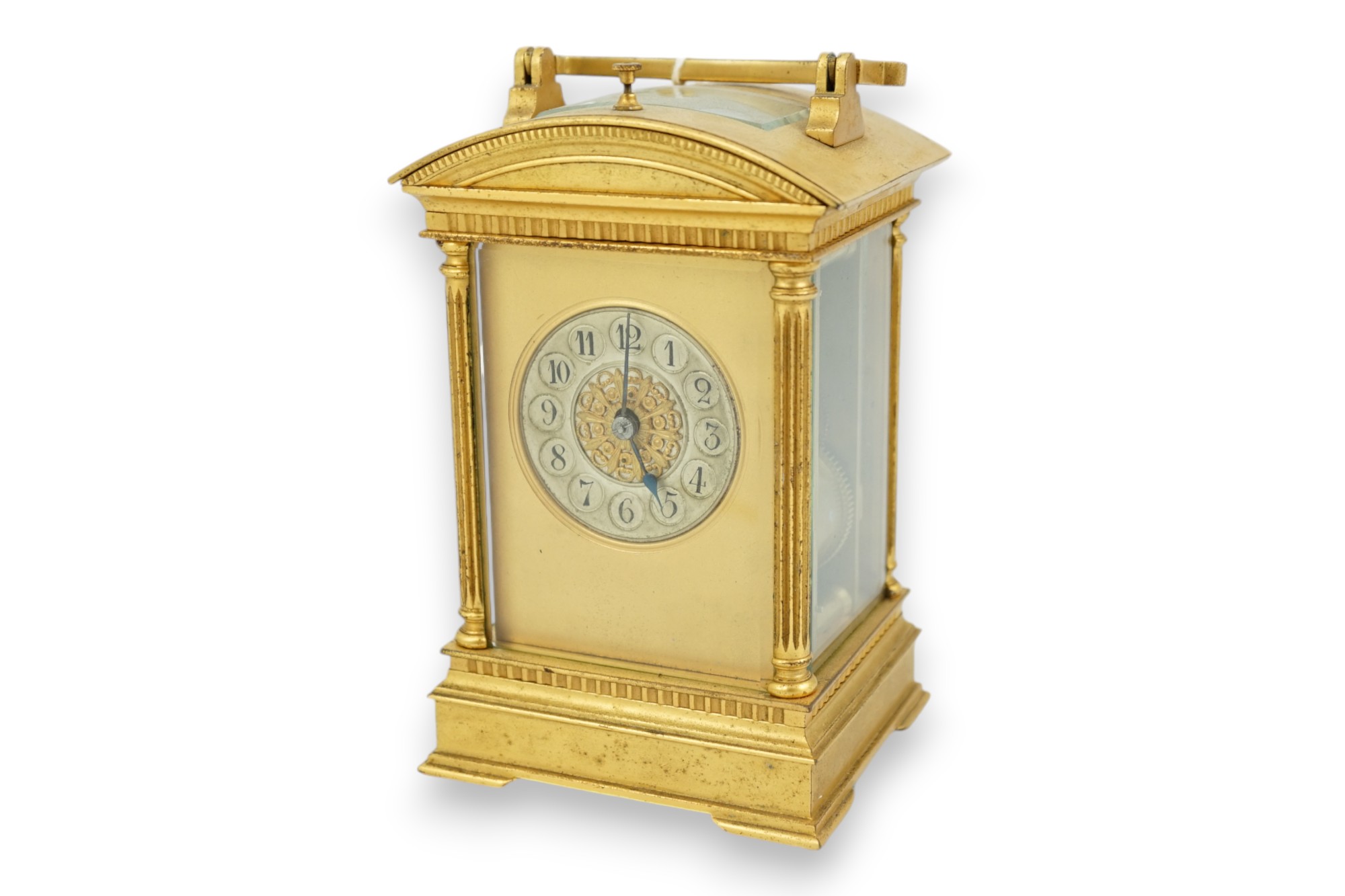 An early 20th century French ormolu hour repeating carriage clock